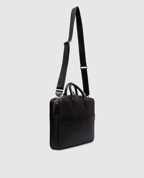 Serapian Black leather briefcase with logo SRSTSMLL739740ACG2