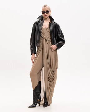 Balmain Beige bustier jumpsuit with drape GF0PW245JM05