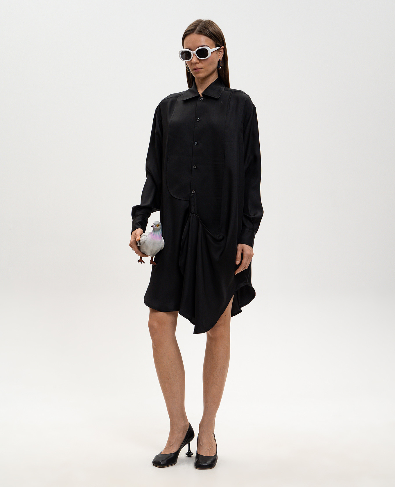 

Black silk shirt dress JW Anderson