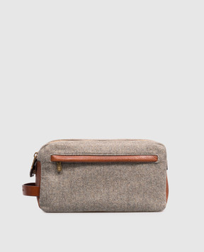 Brunello Cucinelli Gray combination toiletry bag with embossed logo MWPABU334