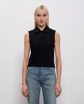 Saint Laurent Black top with polo collar 862601Y37ZE