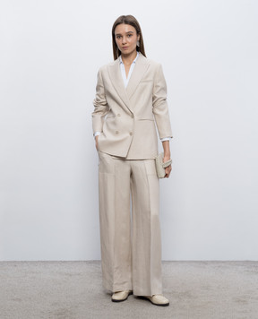 Peserico Beige double-breasted linen jacket A0119902606