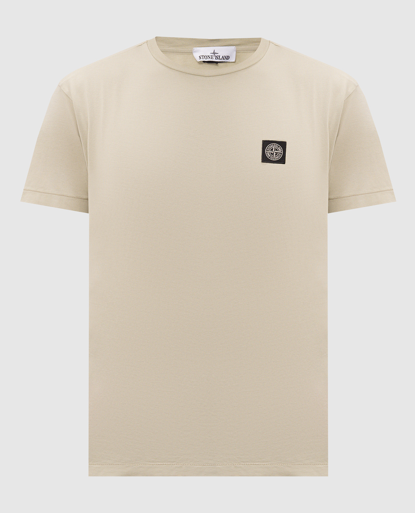 Khaki T-shirt with contrast logo patch