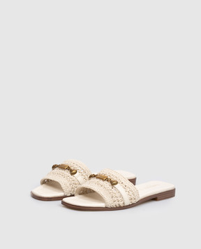 Twinset Beige flip-flops with logo engraving 261TGT044