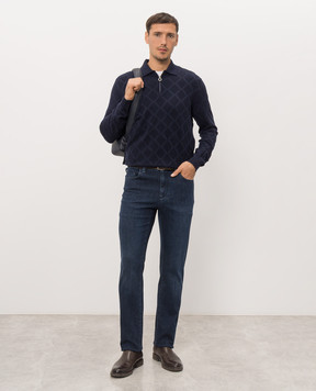Stefano Ricci Blue jeans with monogram embroidery M8T63B2100TCOUN