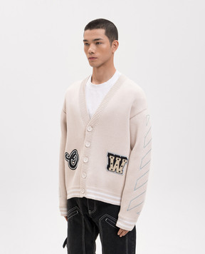 Off-White Beige cardigan with stripes 44MHB019S26K001