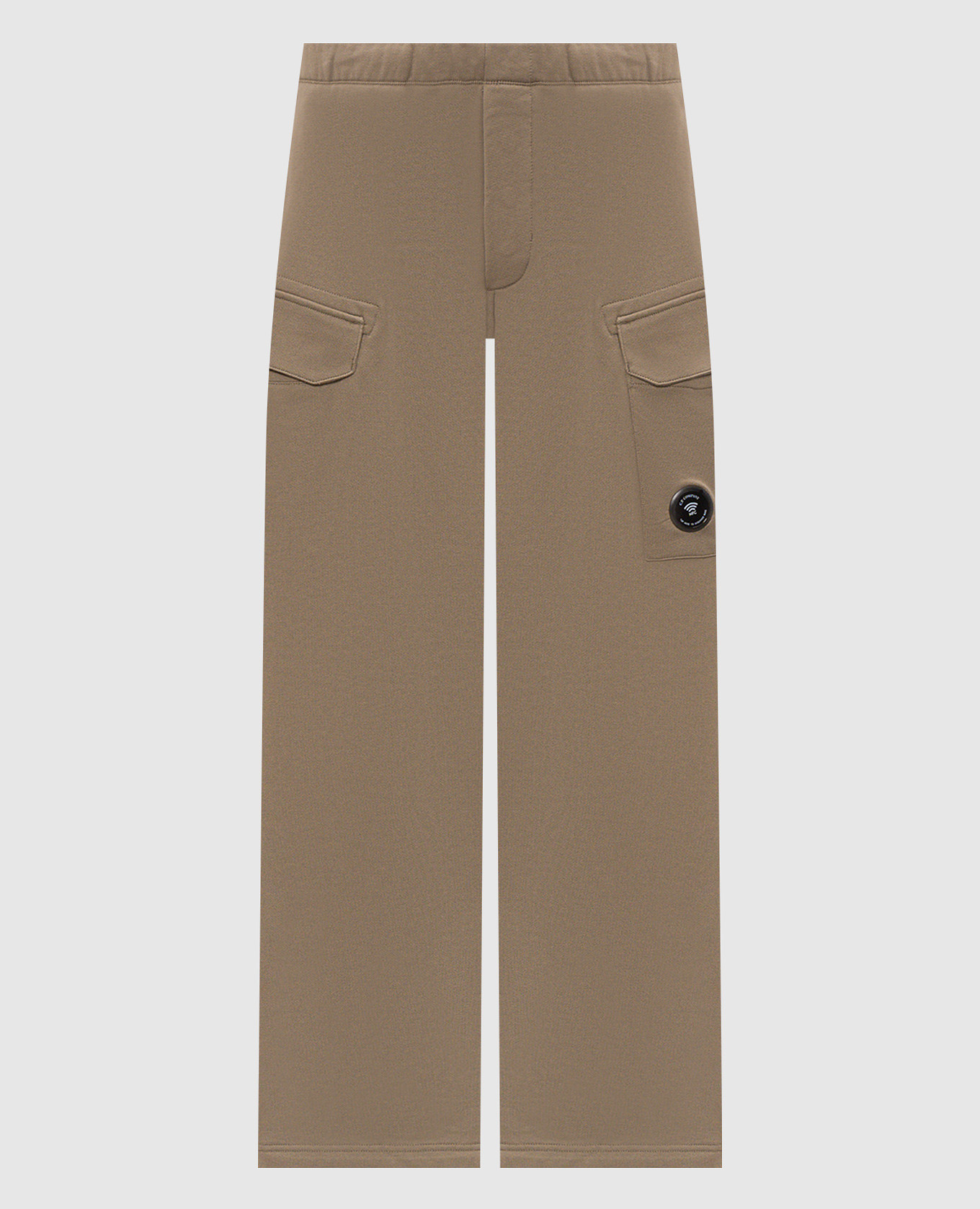 Beige sweatpants with logo patch