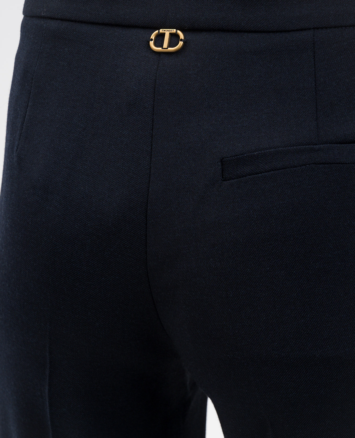 Blue wool pants with logo Twinset 5