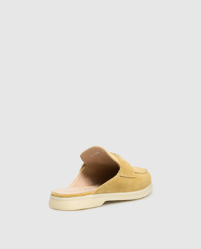Babe Pay Pls Yellow suede loafers with logo engraving 231108ZA