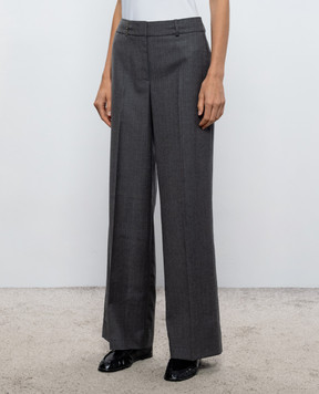 Peserico Gray striped wool pants A0433507504