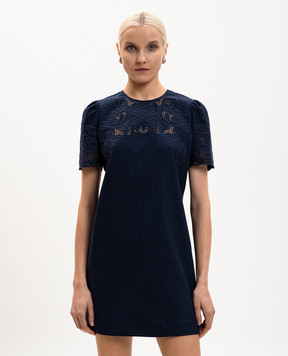 Twinset Blue mini dress with linen 261TP2310