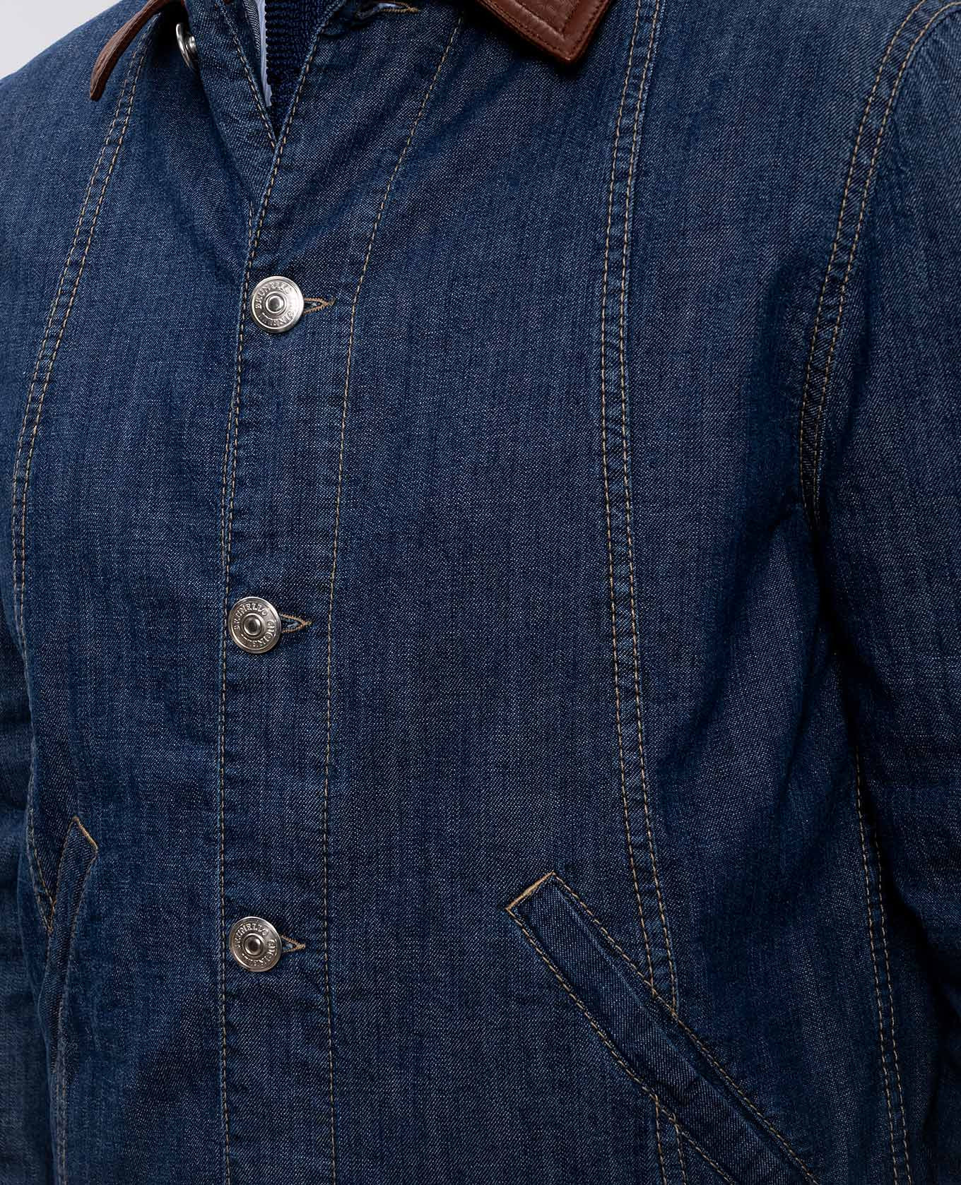 Blue denim jacket with leather collar Brunello Cucinelli 5
