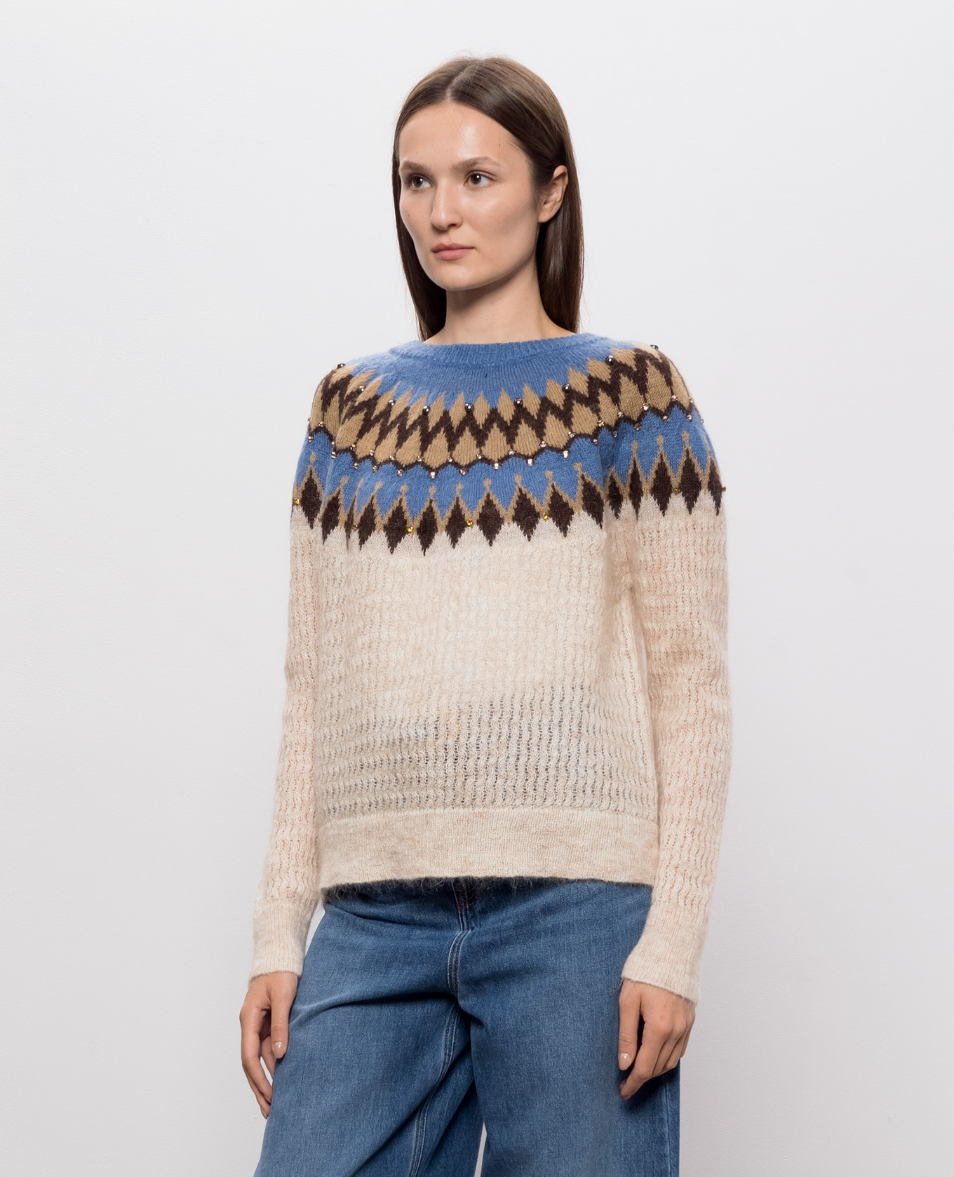 Beige sweater with wool Twinset 3
