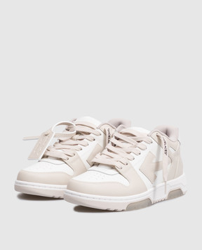 Off-White Out Of Office beige leather sneakers W259C9L006