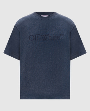 Off-White Blue T-shirt with vintage effect 44MAA120S26J009