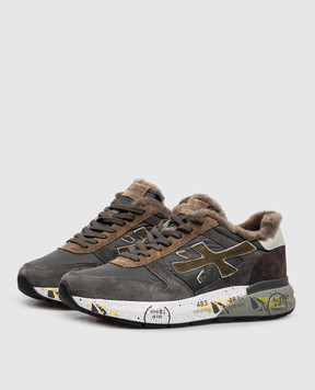 Premiata Mick grey fur-trimmed sneakers MICK8432M