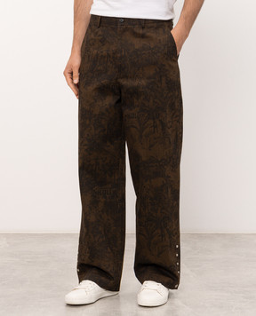 Palm Angels Brown Starleaf Linen Pants PAMCA003FB004