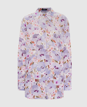 Balmain Purple silk blouse with floral print GF1HS435SF37