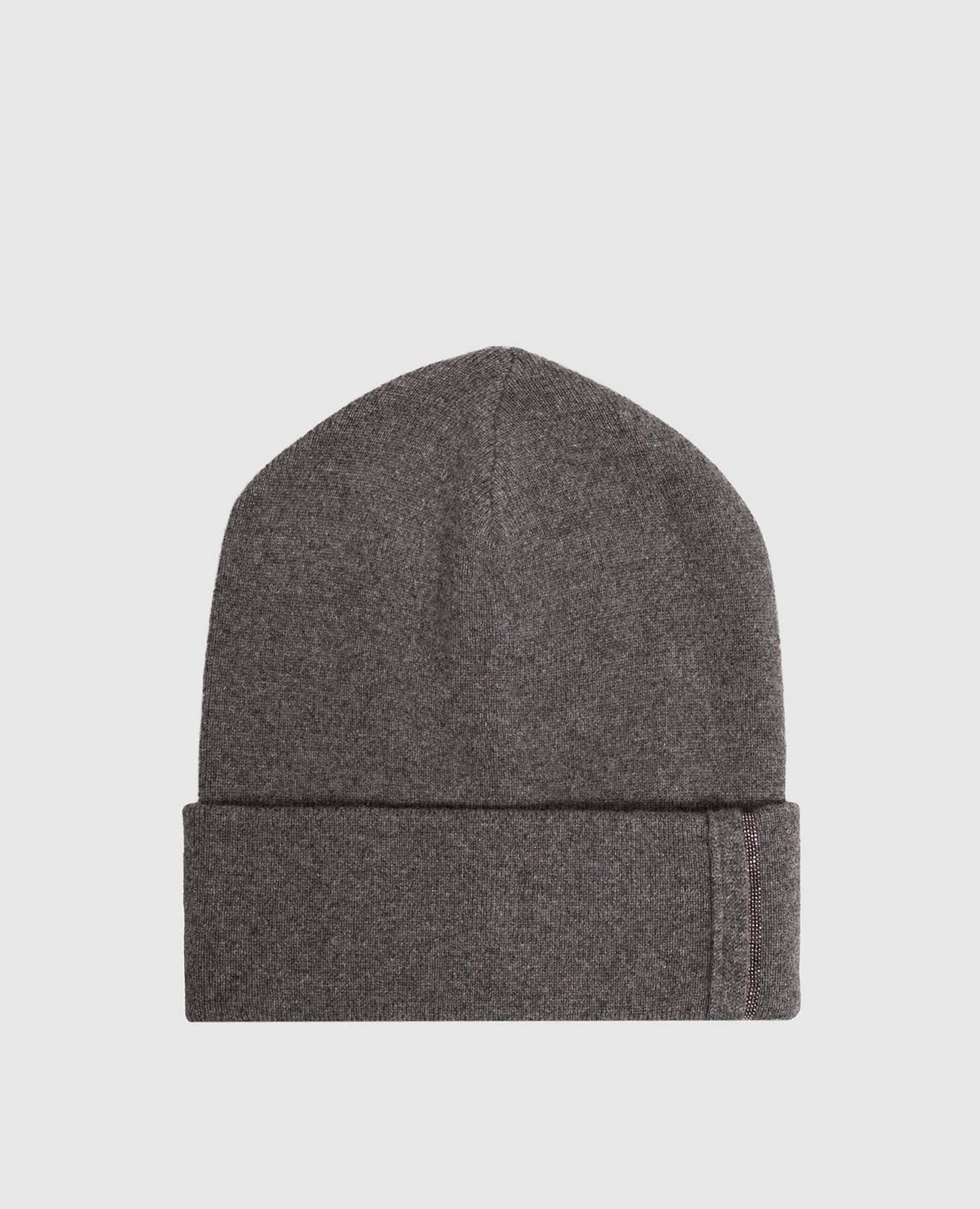 Gray cashmere hat with monil chain