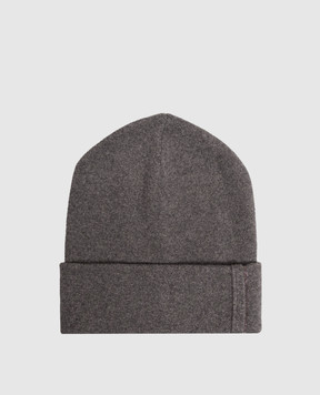 Brunello Cucinelli Gray cashmere hat with monil chain M12163199