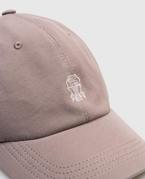 Brunello Cucinelli Children's brown cap with embroidered emblem B252DW322A