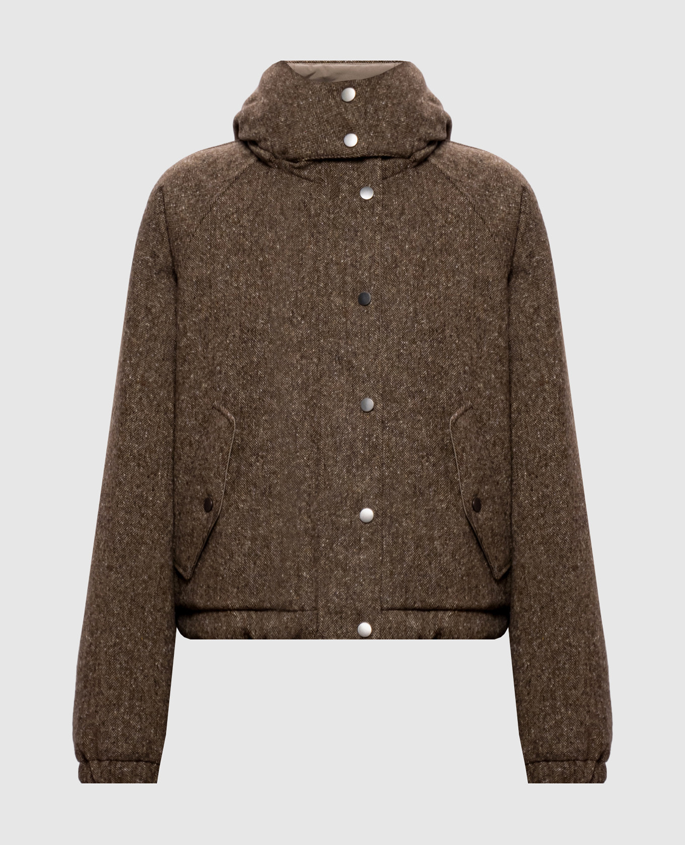 Brown down jacket with wool