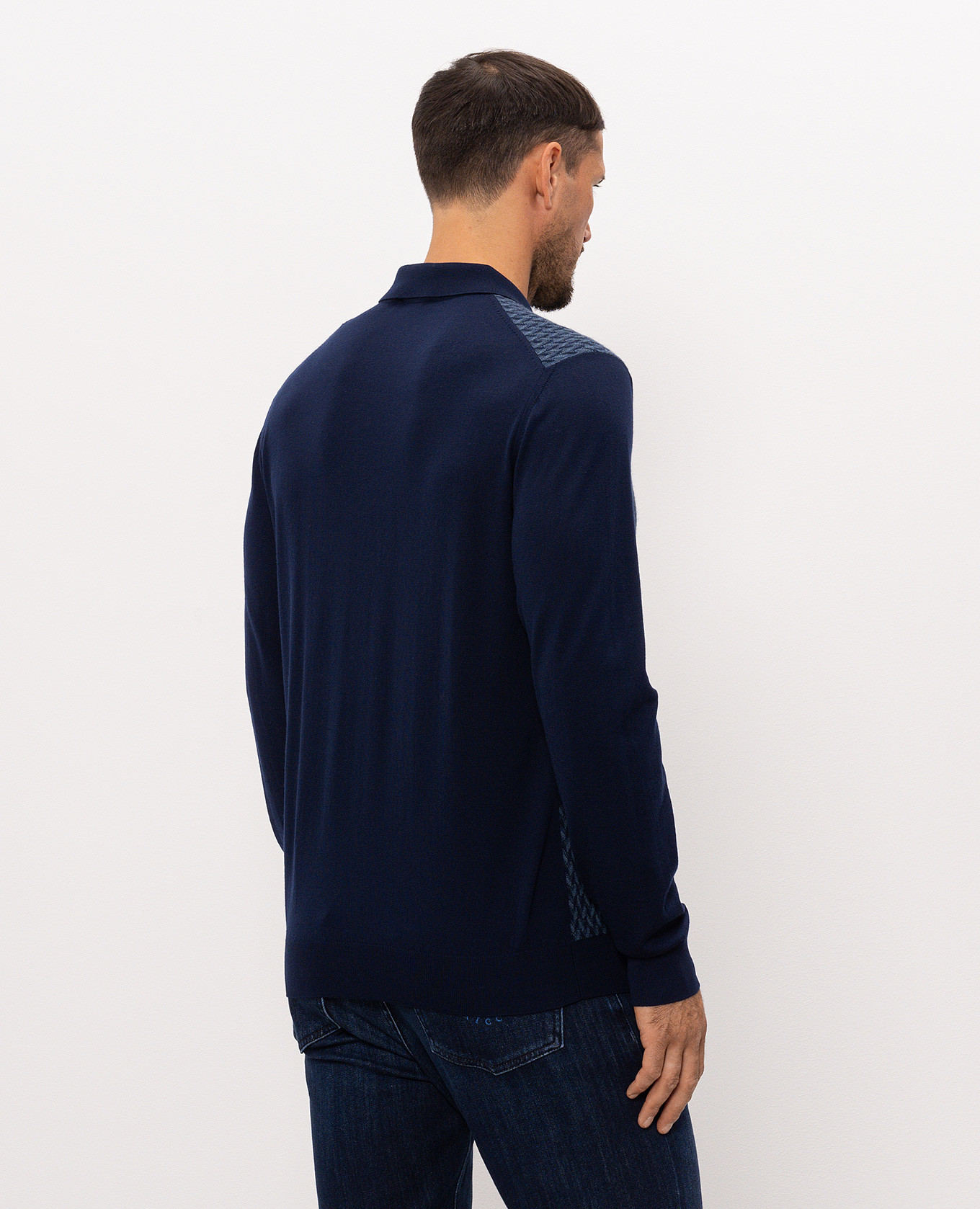 Blue wool, silk and cashmere polo shirt with a pattern Stefano Ricci 4