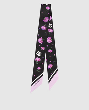 Dolce&Gabbana Black floral print silk twill ribbon FS215AGDDLI