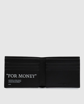 Off-White Black leather wallet with "For Money" print OWMNC22F26LT01