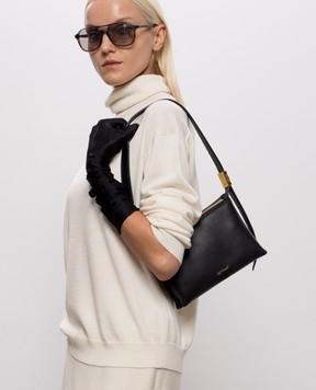 Off-White Black leather Sandbag 404 with logo print OWWNN09F26LT01