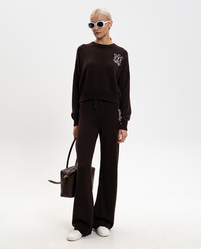 AMIRI ICON brown wool track pants with monogram AWKNSP1013