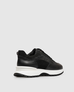 Doucal's Black combination sneakers with textured logo DD8828WHINPF800
