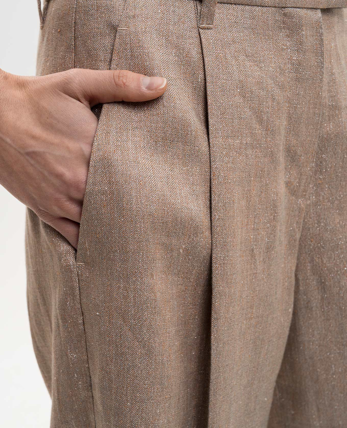 Brown linen pants with lurex Brunello Cucinelli 5