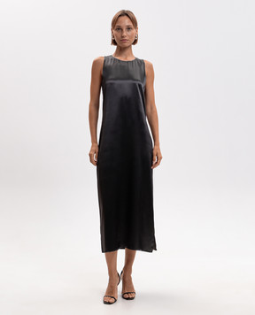 Peserico Gray midi dress with monil chain A0227001514