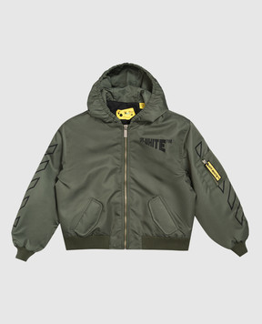 Off-White Children's green jacket with logo print 44BEH005F26F001