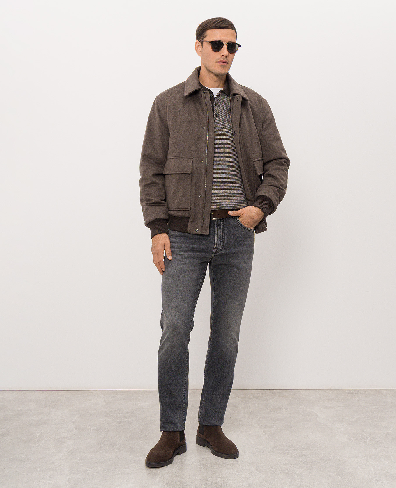 Brown wool and cashmere polo shirt Peserico 2
