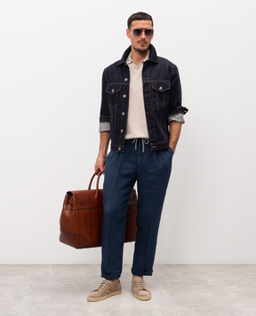 Brunello Cucinelli Blue linen pants M243DE1710