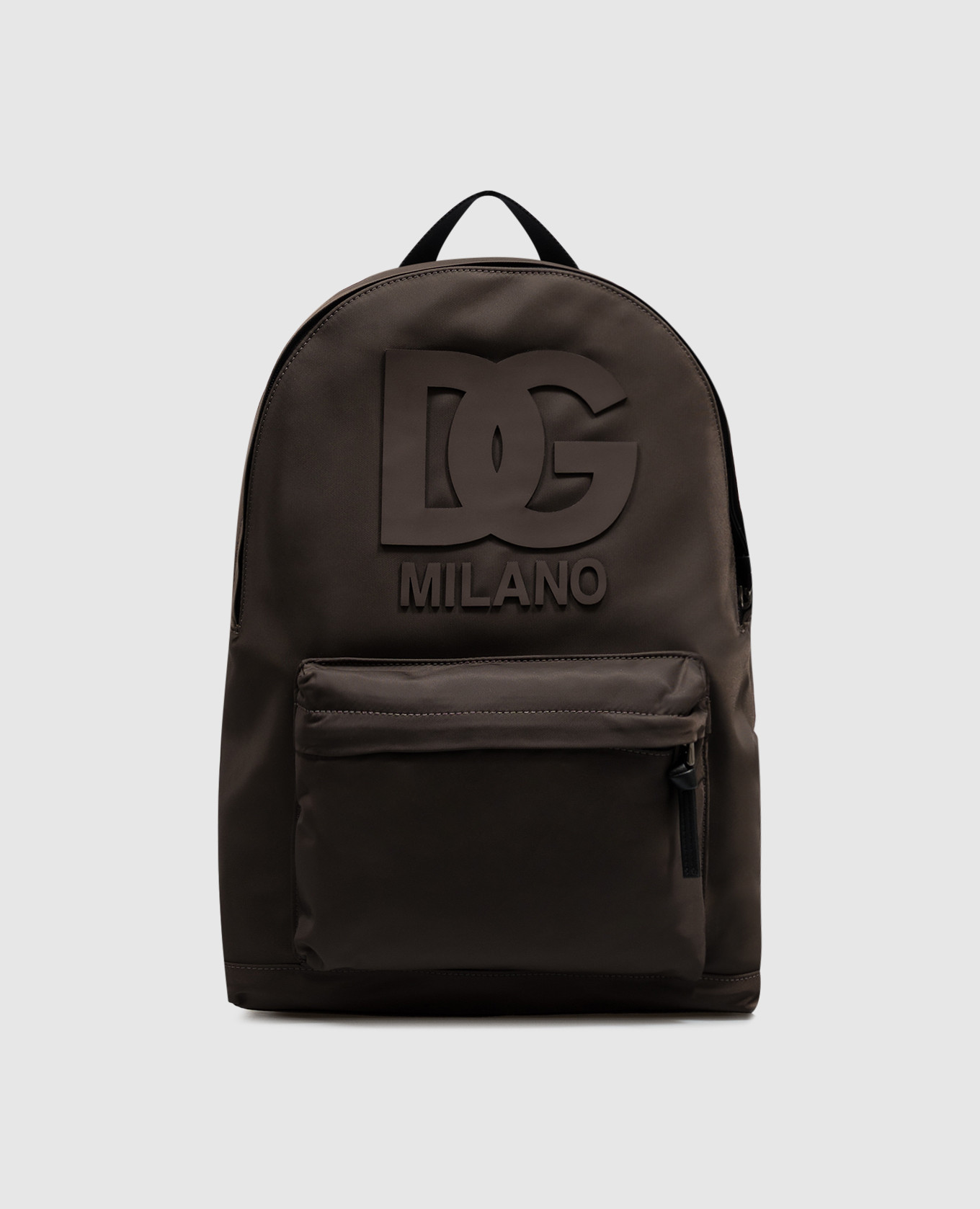 Children's brown backpack with textured monogram