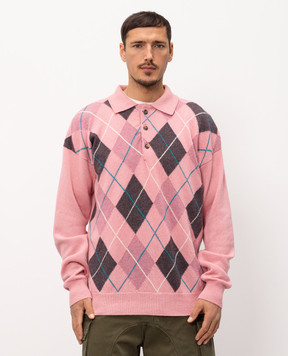 JW Anderson Pink wool sweater with geometric pattern KW1487YN0470