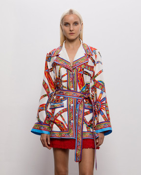 Dolce&Gabbana White printed silk blouse F5Q03TGDDTI