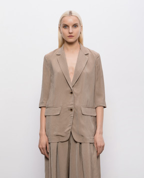 UMA WANG Brown striped jacket UW6047