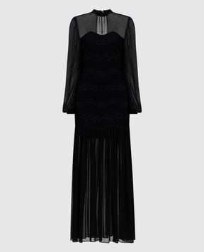 Twinset Black maxi dress with lace 261TP2784