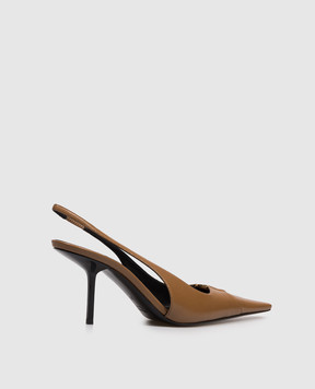 Saint Laurent Brown leather slingbacks BABYLONE BRETEUIL 858966AADF1