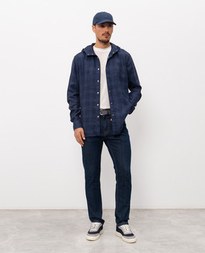 Kiton Blue wool, silk and linen hooded shirt UMCMARK0630G