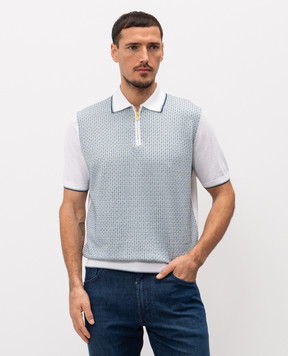 Stefano Ricci White polo shirt with patterned silk K212035P31F26191