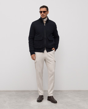 CAPOBIANCO Blue jacket with wool 19M182JL02