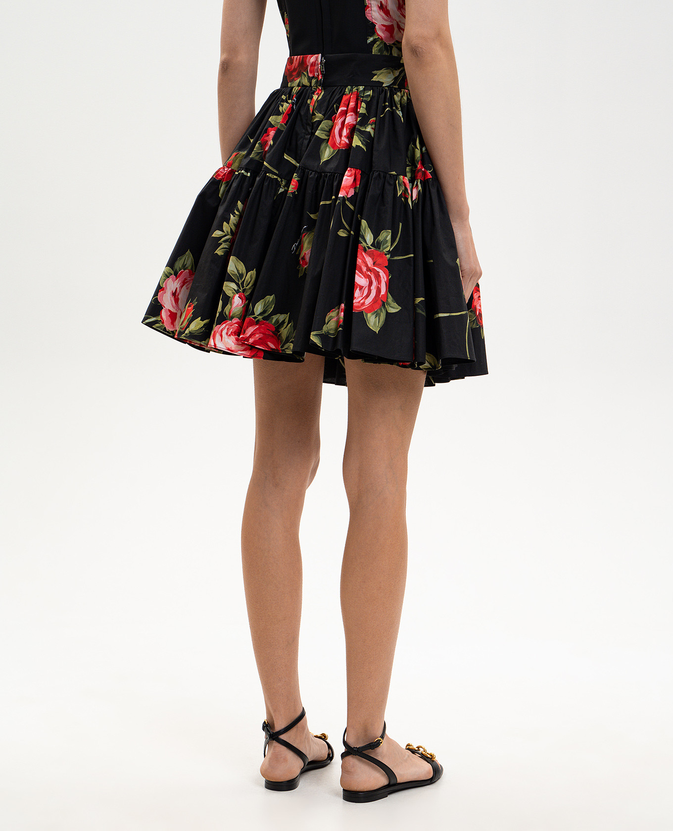 Black floral print mini skirt Dolce&Gabbana 4