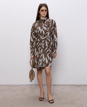 Brunello Cucinelli Brown printed shirt dress MP184A5486