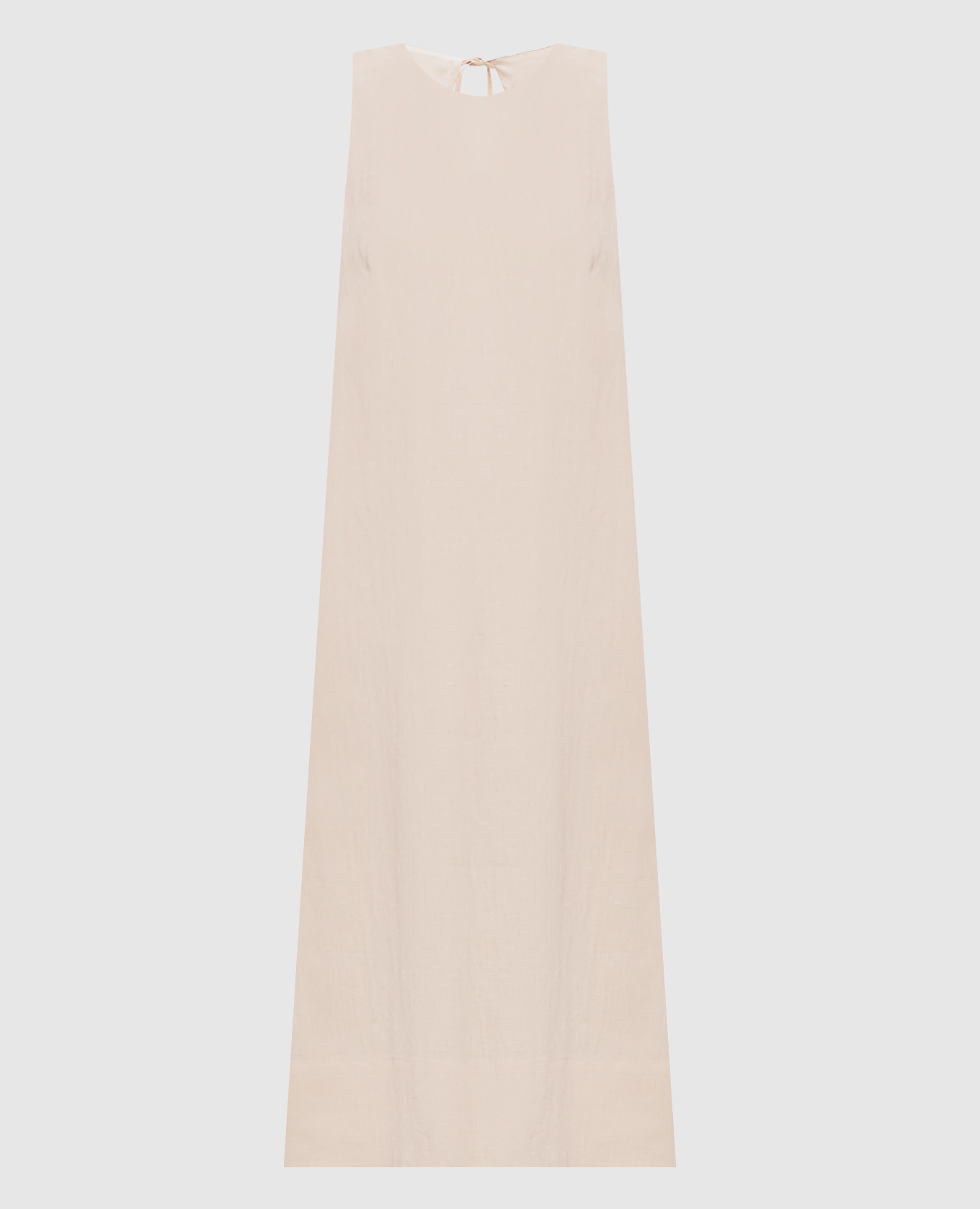 Beige linen dress with monil chain