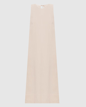 Peserico Beige linen dress with monil chain S0241102647